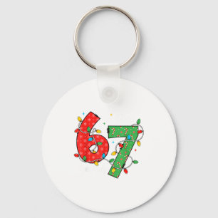 67 Meme Six Seven Brain Rot 6-7 Christmas Lights F Key Ring