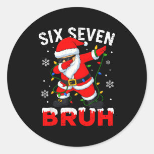 67 Meme Six Seven Bruh Dabbing Santa Funny Christm Classic Round Sticker