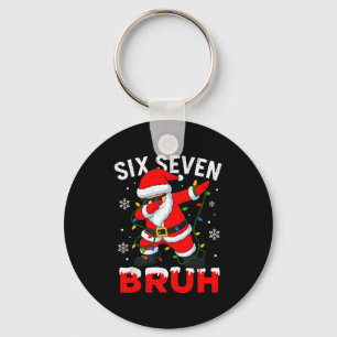 67 Meme Six Seven Bruh Dabbing Santa Funny Christm Key Ring