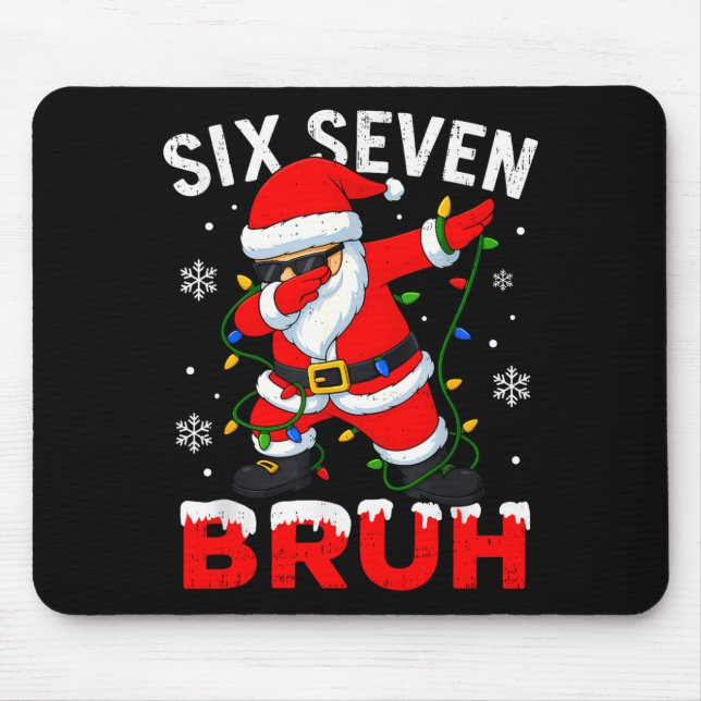67 Meme Six Seven Bruh Dabbing Santa Funny Christm Mouse Mat (Front)