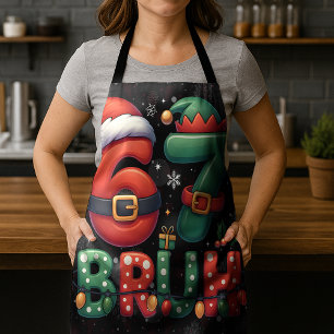 67 Meme Six Seven Bruh Funny Christmas 6 7 Apron