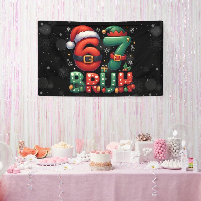67 Meme Six Seven Bruh Funny Christmas 6 7 Banner (Party)