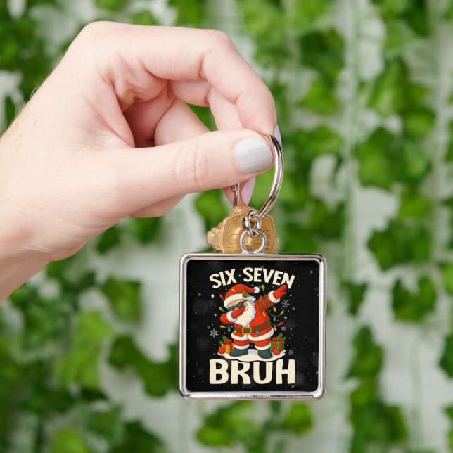 67 Meme Six Seven Bruh Funny Christmas 6 7 Key Ring (Hand)