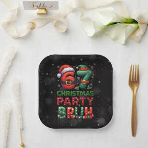 67 Meme Six Seven Bruh Funny Christmas 6 7 Paper Plate