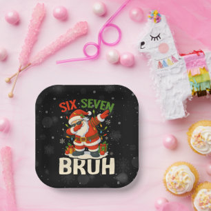 67 Meme Six Seven Bruh Funny Christmas 6 7 Paper Plate