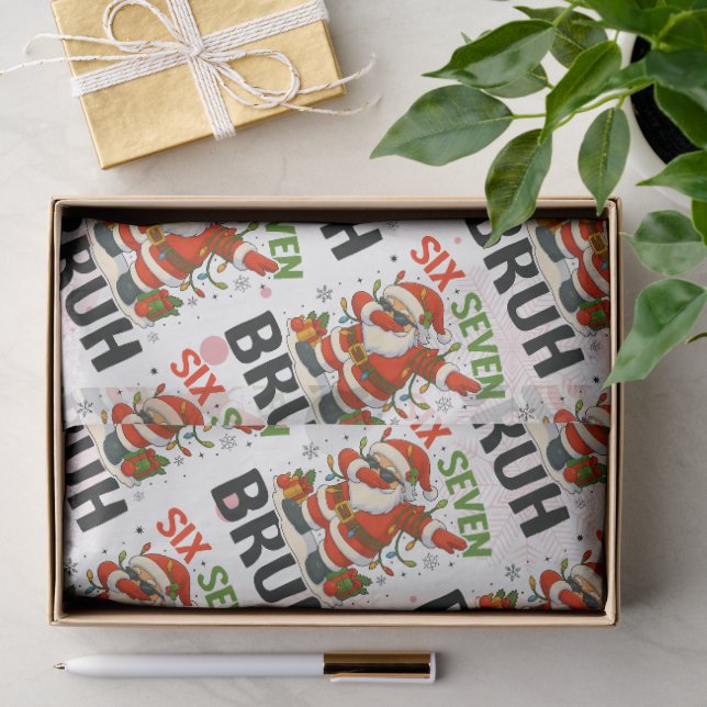 67 Meme Six Seven Bruh Funny Christmas 6 7 Tissue Paper (Gift)