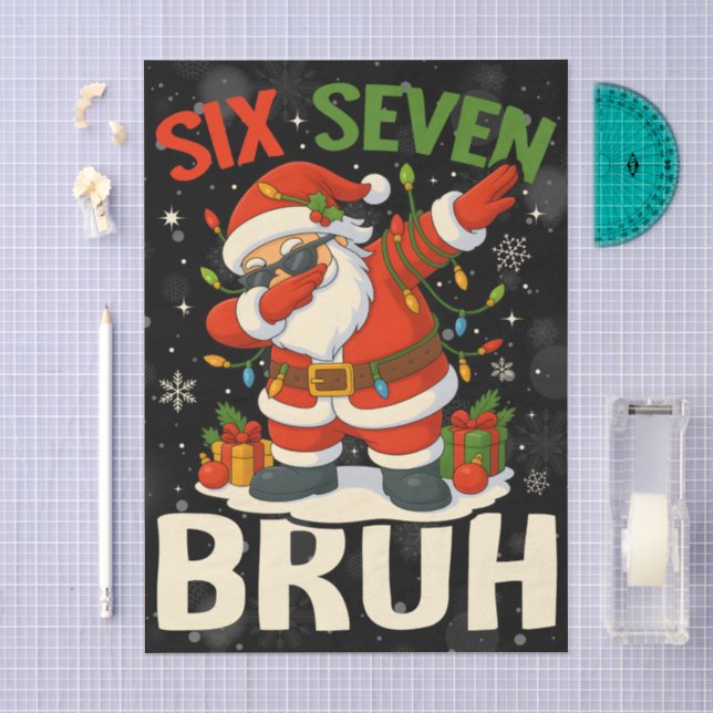 67 Meme Six Seven Bruh Funny Christmas 6 7 Tissue Paper (Craft)