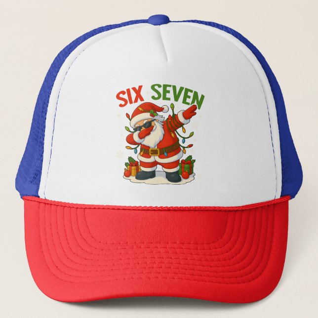 67 Meme Six Seven Bruh Funny Christmas 6 7 Trucker Hat (Front)