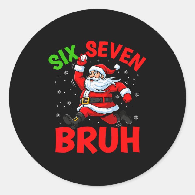 67 Meme Six Seven Bruh Santa Baseball Funny Christ Classic Round Sticker (Front)