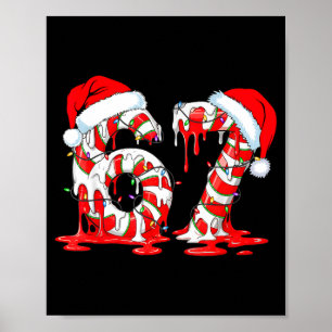 67 Meme Six Seven Candy Canes Drip Christmas Pajam Poster