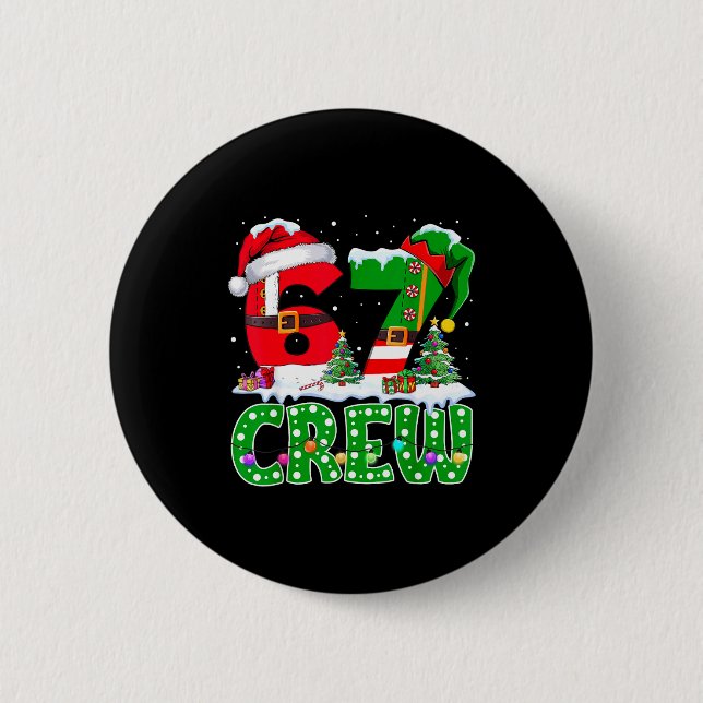67 Meme Six Seven Christmas Crew Xmas Lights Famil 6 Cm Round Badge (Front)