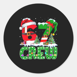 67 Meme Six Seven Christmas Crew Xmas Lights Famil Classic Round Sticker