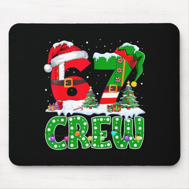 67 Meme Six Seven Christmas Crew Xmas Lights Famil Mouse Mat (Front)