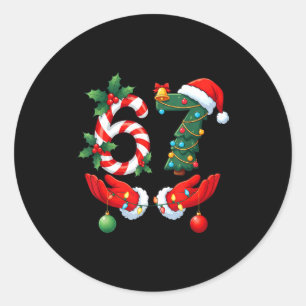 67 Meme Six Seven Christmas Pajamas For Women Men  Classic Round Sticker