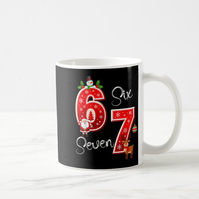 67 Meme Six Seven Christmas Pajamas For Women Men  Coffee Mug (Right)