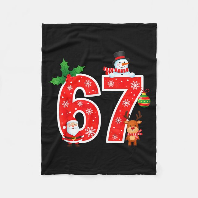 67 Meme Six Seven Christmas Pajamas For Women Men  Fleece Blanket (Front)