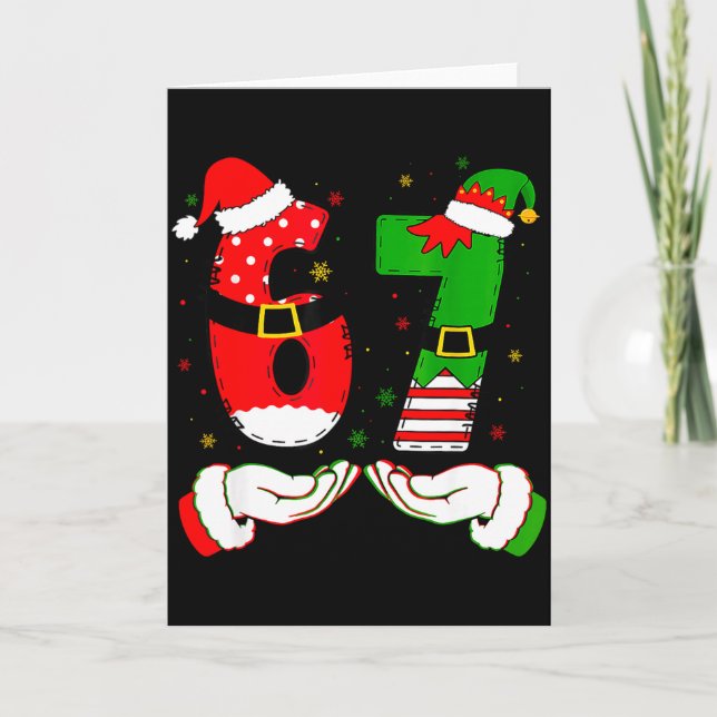 67 Meme Six Seven Christmas Shirt Kids Women Men B Card (Front)