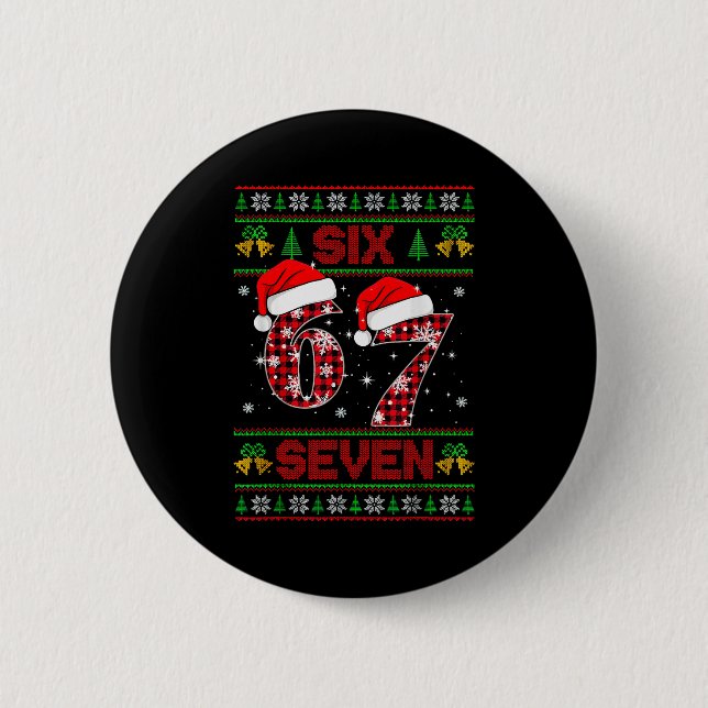 67 Meme Six Seven Christmas Ugly Sweater For Kids  6 Cm Round Badge (Front)