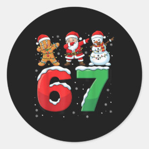67 Meme Six Seven Dabbing Santa 6 7 Funny Christma Classic Round Sticker