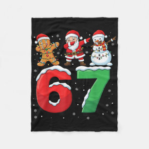 67 Meme Six Seven Dabbing Santa 6 7 Funny Christma Fleece Blanket