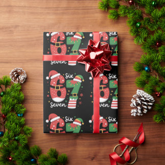 67 Meme Six Seven Elf Christmas Santa Hat Wrapping Paper