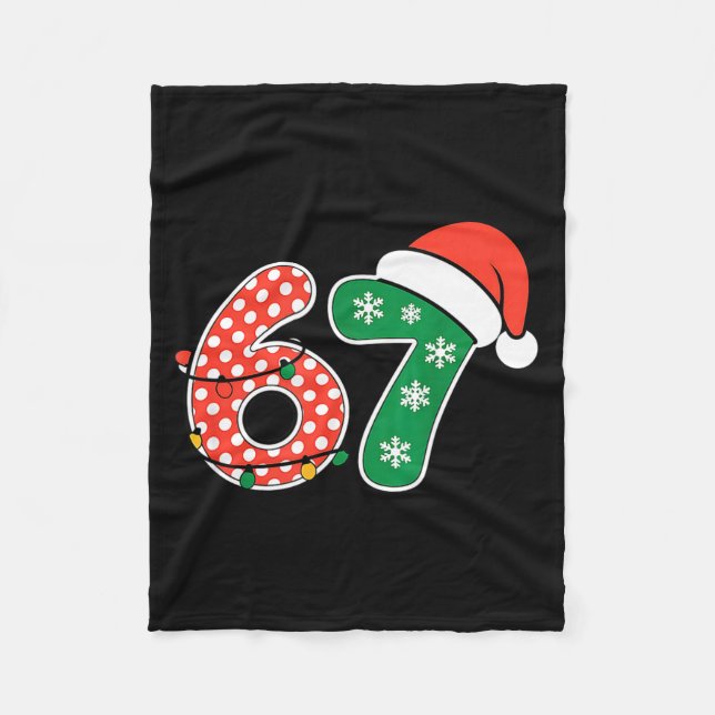 67 Meme Six Seven Funny Christmas 6 7 Meme Men Wom Fleece Blanket (Front)