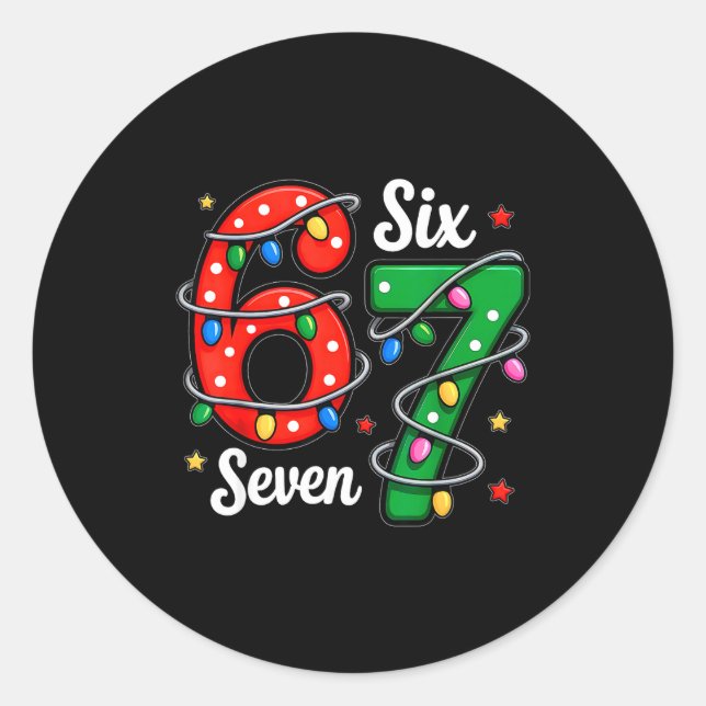 67 Meme Six Seven Funny Christmas Pajamas Boys Gir Classic Round Sticker (Front)