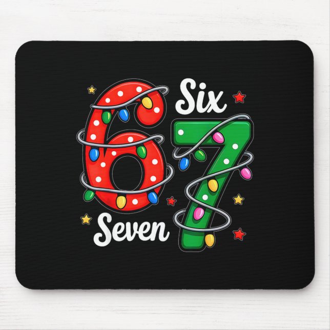 67 Meme Six Seven Funny Christmas Pajamas Boys Gir Mouse Mat (Front)