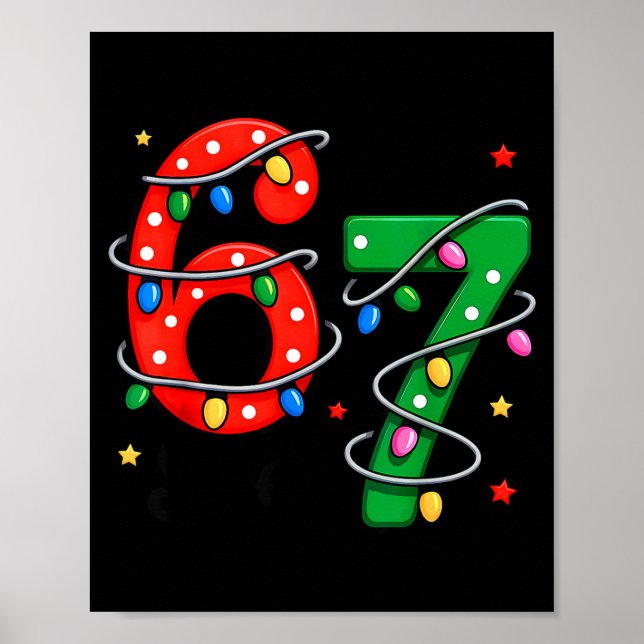 67 Meme Six Seven Funny Christmas Pajamas Boys Gir Poster (Front)