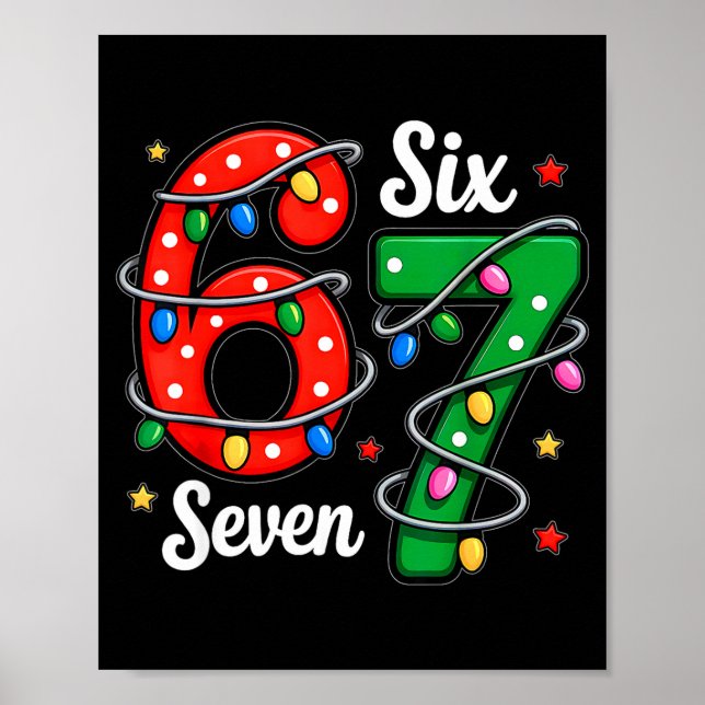 67 Meme Six Seven Funny Christmas Pajamas Boys Gir Poster (Front)