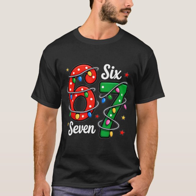 67 Meme Six Seven Funny Christmas Pajamas Boys Gir T-Shirt (Front)