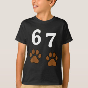 67 Meme Six Seven Funny Dog Paw  T-Shirt