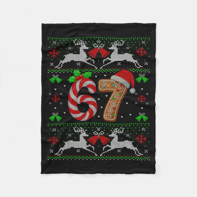 67 Meme Six Seven Funny Ugly Christmas Xmas Sweate Fleece Blanket (Front)