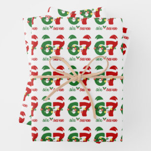 67 Meme Six Seven Gen Alpha Christmas Wrapping Paper Sheet