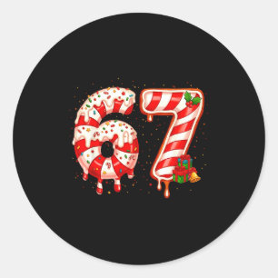 67 Meme Six Seven Merry Christmas Xmas Cream Drip  Classic Round Sticker