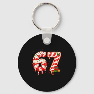 67 Meme Six Seven Merry Christmas Xmas Cream Drip Key Ring