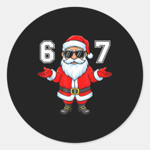 67 Meme Six Seven Number 6 7 6 7 Funny Santa Xmas  Classic Round Sticker