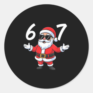 67 Meme Six Seven Number 6 7 Santa Xmas Christmas  Classic Round Sticker