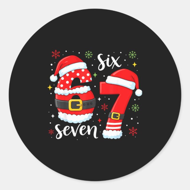 67 Meme Six Seven Santa 6 7 Funny Christmas Boys K Classic Round Sticker (Front)