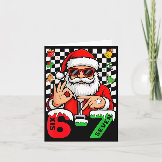 67 Meme Six Seven Santa Xmas Christmas Men Women B Card (Front)