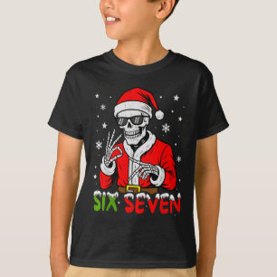 67 Meme Six Seven Skeleton Santa Funny Christmas G T-Shirt