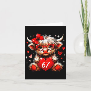 67 Meme Six Seven Valentine Highland Cow Women Lov Thank You Card
