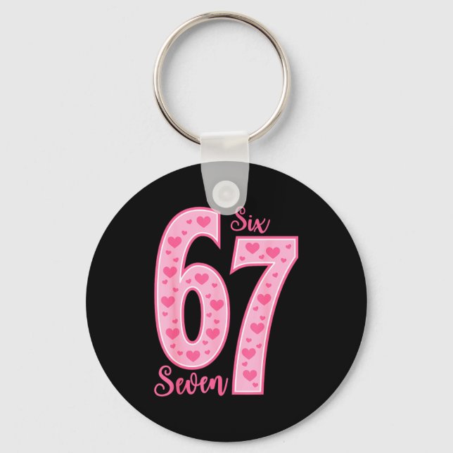 67 Meme Six Seven Valentines Days  Key Ring (Front)