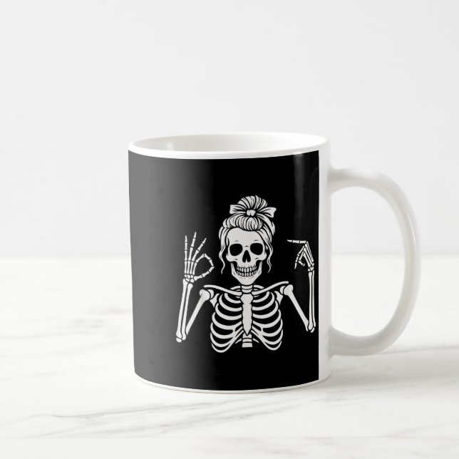 67 Meme Skeleton Hand 6 7 Halloween Six Seven Coffee Mug (Right)