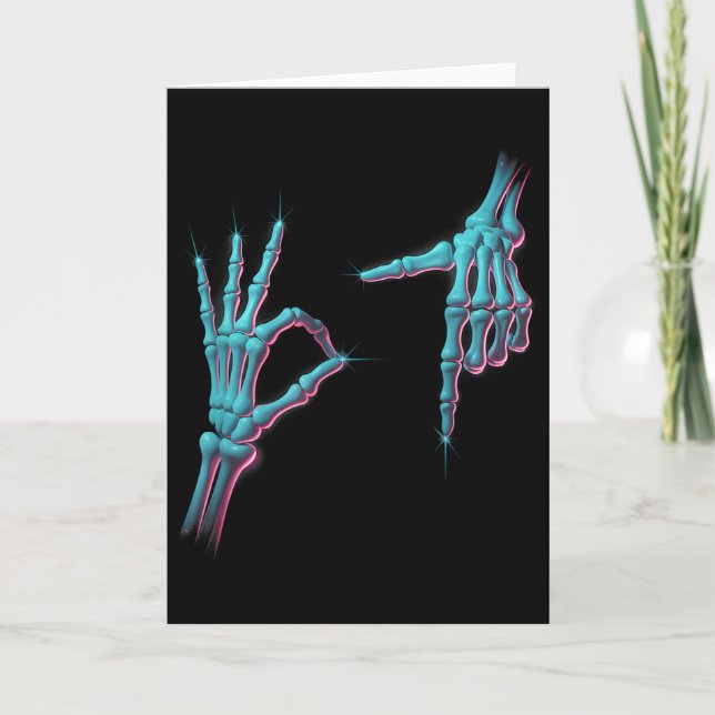 67 Meme Skeleton Hand 6 7 Halloween Six Seven Funn Card (Front)