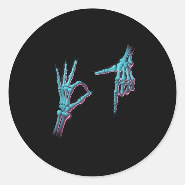 67 Meme Skeleton Hand 6 7 Halloween Six Seven Funn Classic Round Sticker (Front)