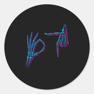 67 Meme Skeleton Hand 6 7 Halloween Six Seven Funn Classic Round Sticker