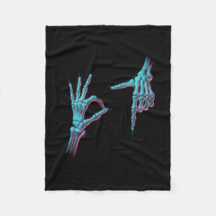 67 Meme Skeleton Hand 6 7 Halloween Six Seven Funn Fleece Blanket