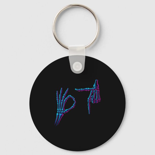 67 Meme Skeleton Hand 6 7 Halloween Six Seven Funn Key Ring (Front)