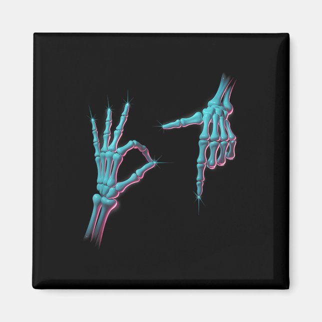 67 Meme Skeleton Hand 6 7 Halloween Six Seven Funn Magnet (Front)